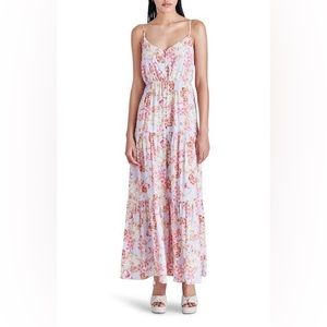 Flowy, floral pink and purple maxi dress